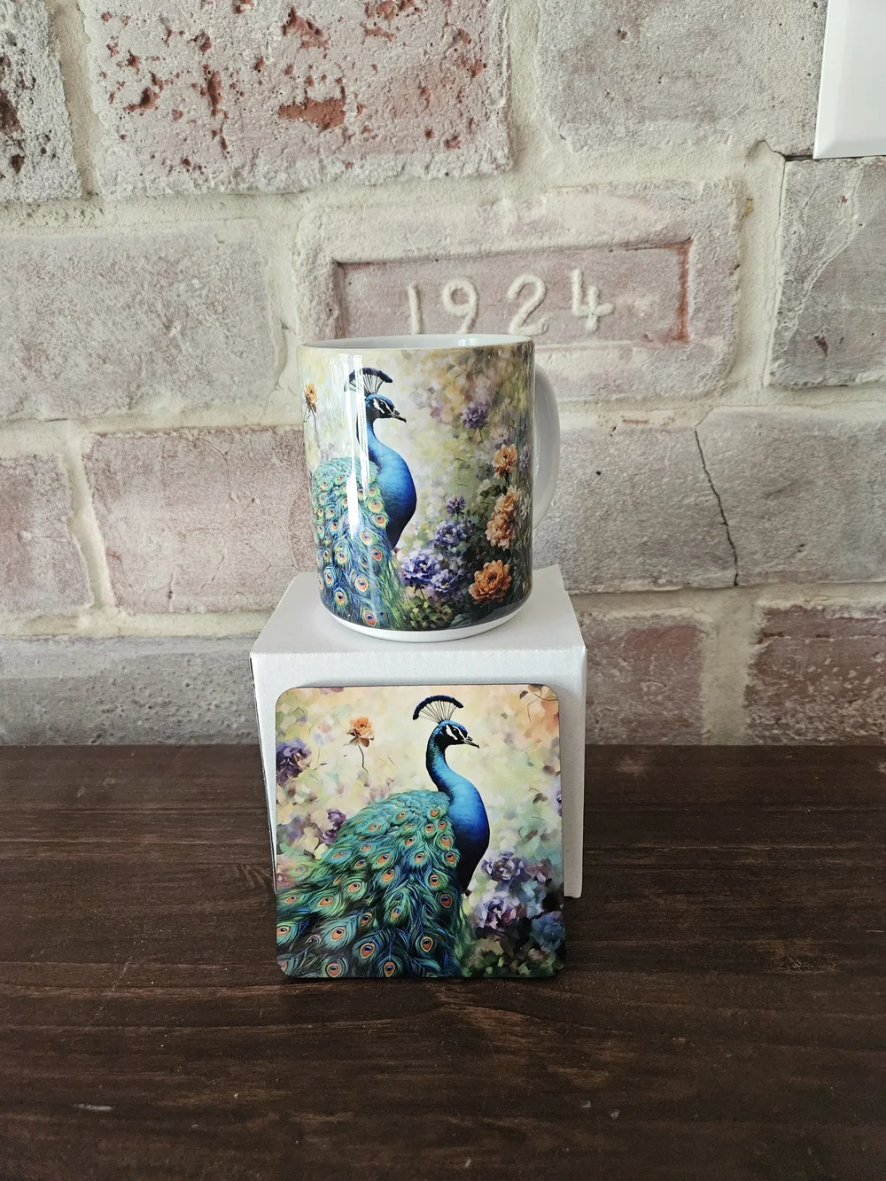 Hand Crafted Peacock Kitchen Linen Set in Green, Blue and Yellow